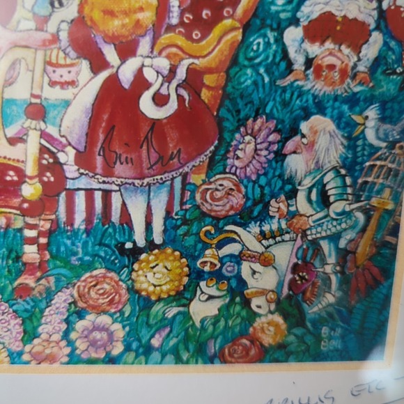 Bill Bell Double Signed & Matted Tea Party 2 Alice In Wonderland‎ Art Print - Picture 4 of 14